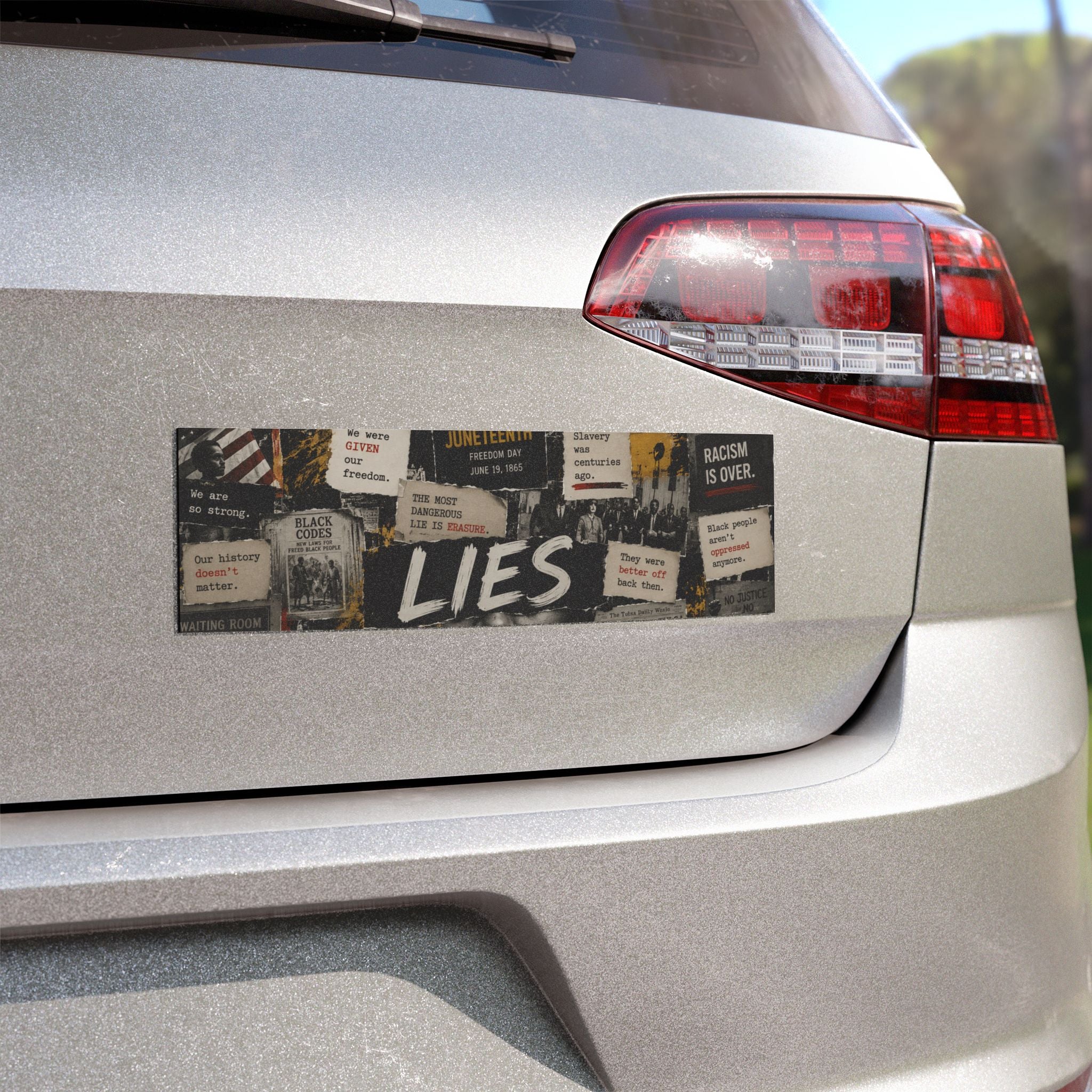 Black LIES Collage Car Magnet
