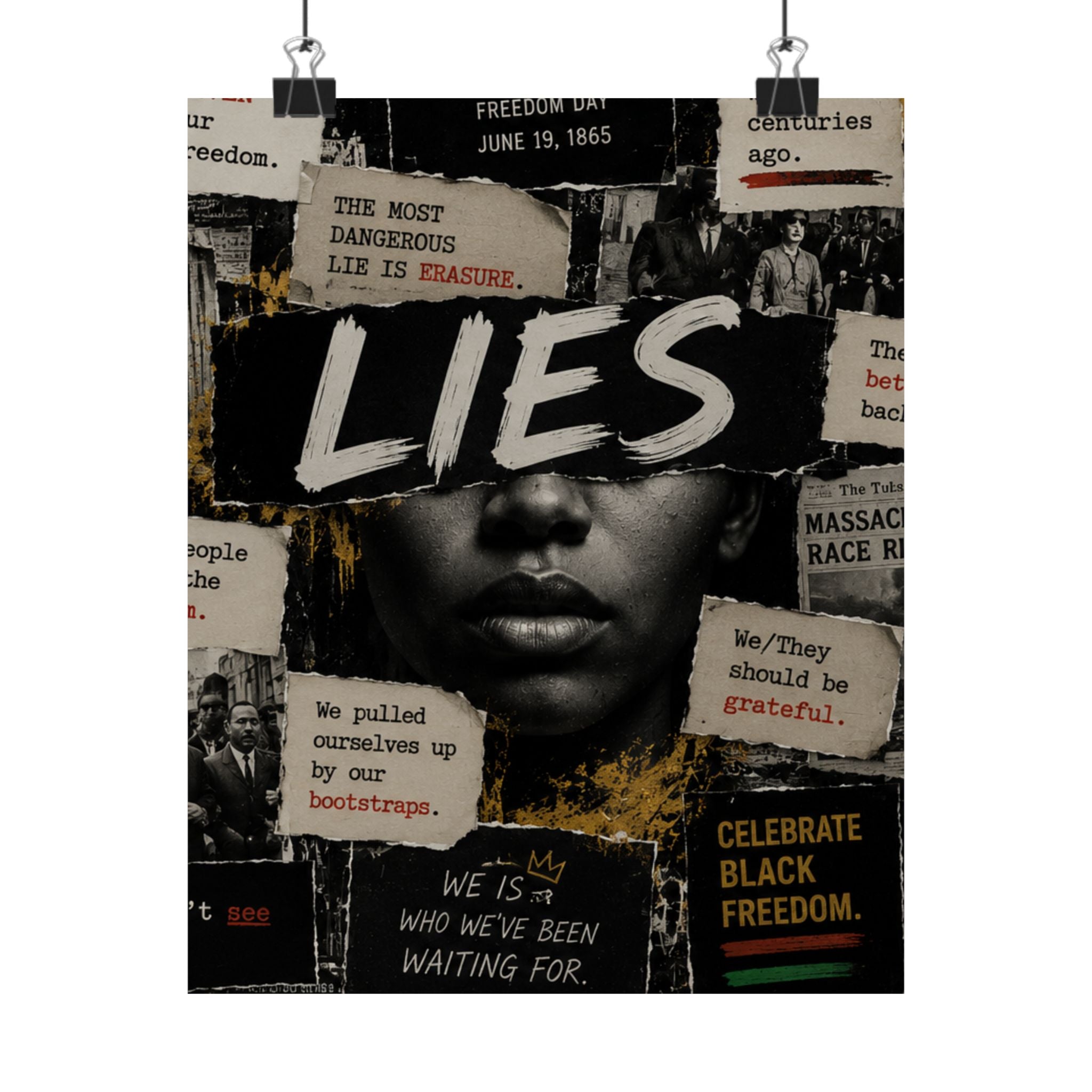 BLACK LIES |  Collage Art (Black Freedom Statement Poster)